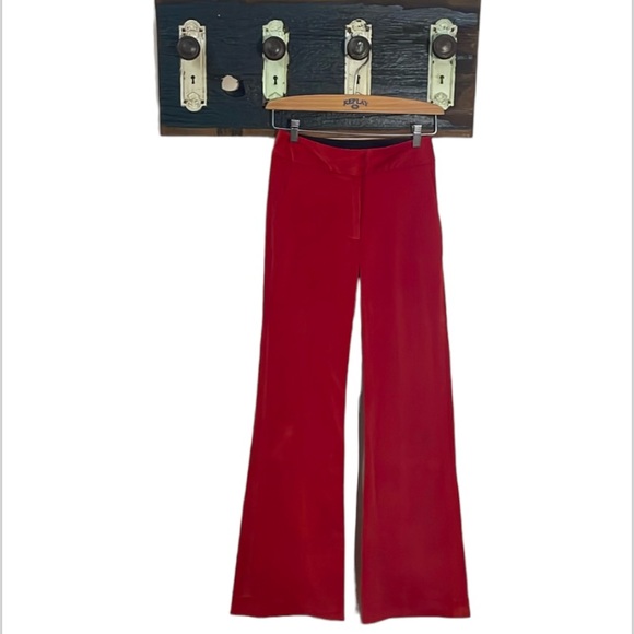 Smythe Red Velvet Flare Trouser Pants Size 24 - Picture 4 of 14